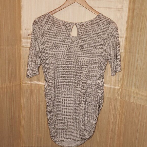 Motherhood Maternity Womens Stretchy Black White Short Sleeve Tunic Top Large - Picture 2 of 4